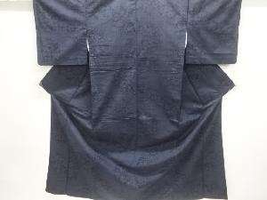 草花模様織出し手織り紬着物